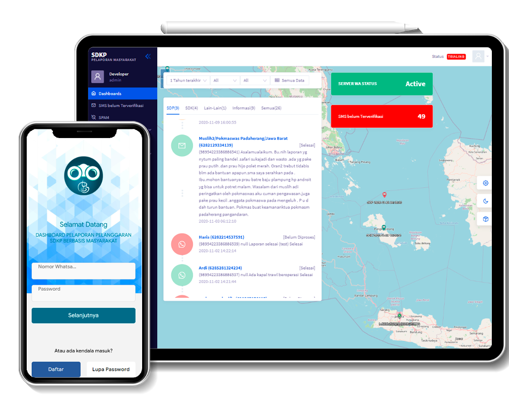 Tampilan SDKP & SalmonTrack Mobile